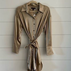 100% Silk Banana Republic Gold Dress - Size L